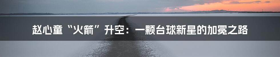 赵心童“火箭”升空：一颗台球新星的加冕之路