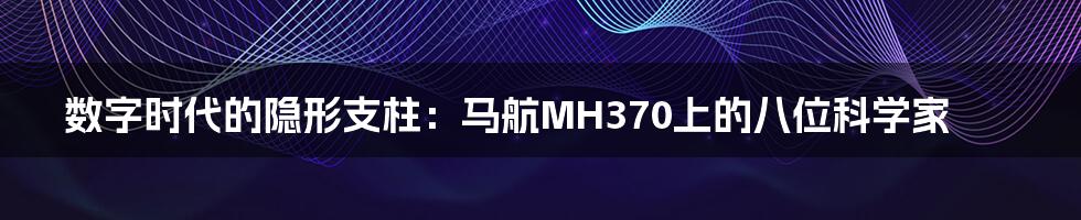 数字时代的隐形支柱：马航MH370上的八位科学家