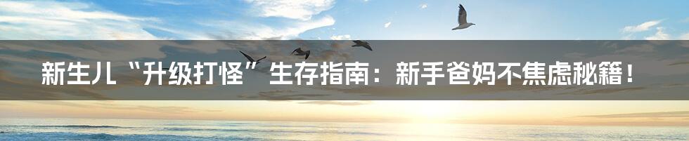 新生儿“升级打怪”生存指南：新手爸妈不焦虑秘籍！