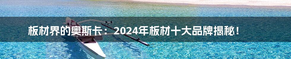 板材界的奥斯卡:2024年板材十大品牌揭秘!