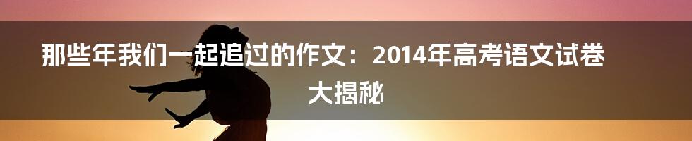 那些年我们一起追过的作文：2014年高考语文试卷大揭秘