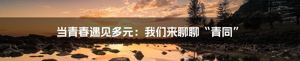 当青春遇见多元：我们来聊聊“青同”