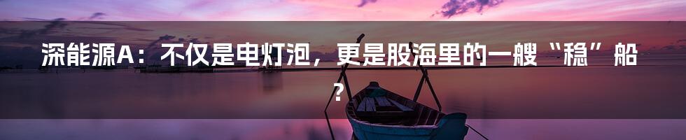 深能源A:不仅是电灯泡,更是股海里的一艘“稳”船?