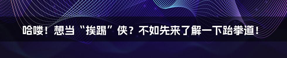 哈喽！想当“挨踢”侠？不如先来了解一下跆拳道！