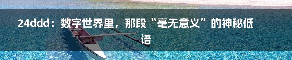 24ddd：数字世界里，那段“毫无意义”的神秘低语