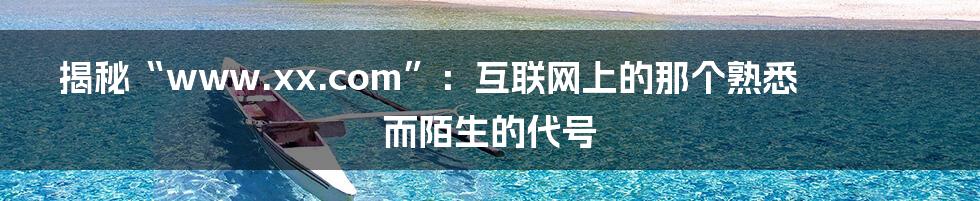 揭秘“www.xx.com”:互联网上的那个熟悉而陌生的代号