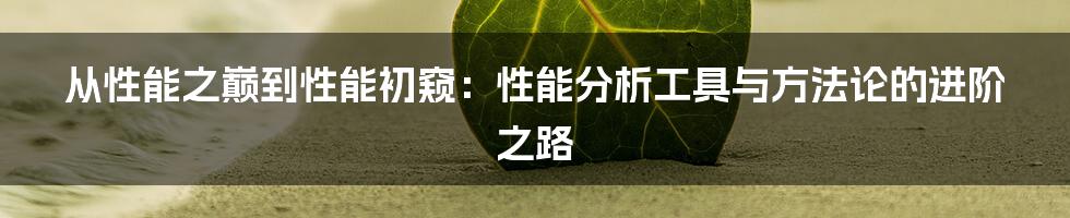从性能之巅到性能初窥:性能分析工具与方法论的进阶之路