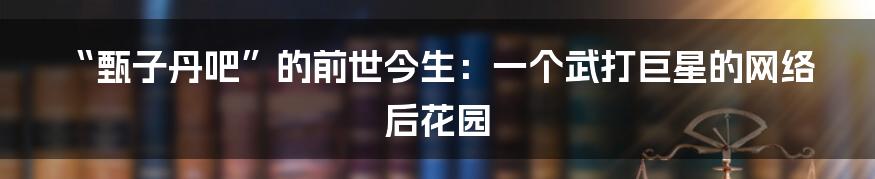 “甄子丹吧”的前世今生：一个武打巨星的网络后花园