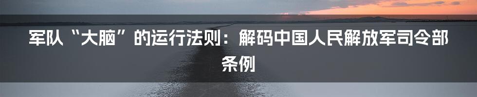 军队“大脑”的运行法则：解码中国人民解放军司令部条例