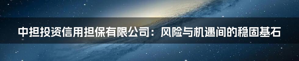 中担投资信用担保有限公司：风险与机遇间的稳固基石