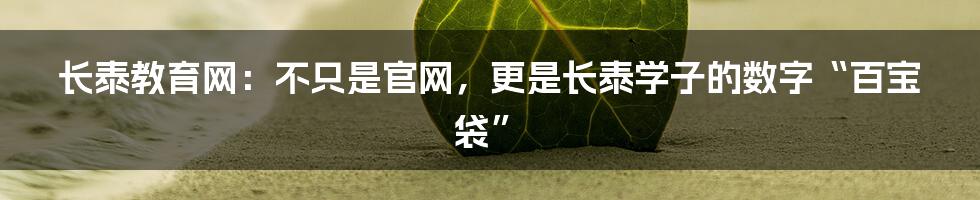 长泰教育网:不只是官网,更是长泰学子的数字“百宝袋”