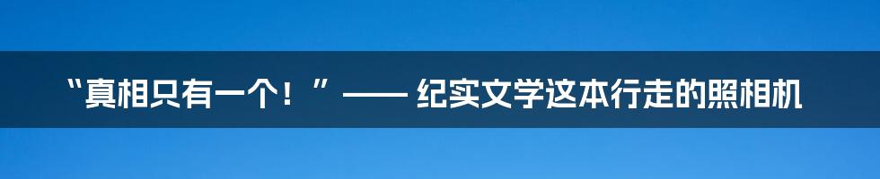 “真相只有一个！”—— 纪实文学这本行走的照相机