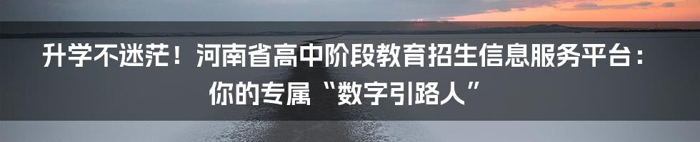 升学不迷茫！河南省高中阶段教育招生信息服务平台：你的专属“数字引路人”