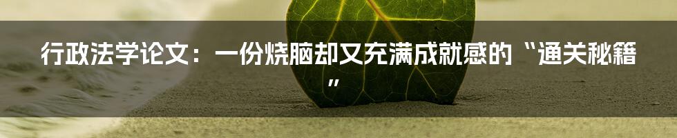 行政法学论文：一份烧脑却又充满成就感的“通关秘籍”
