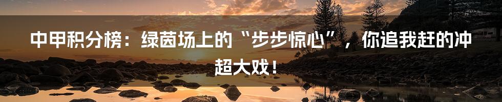 中甲积分榜：绿茵场上的“步步惊心”，你追我赶的冲超大戏！