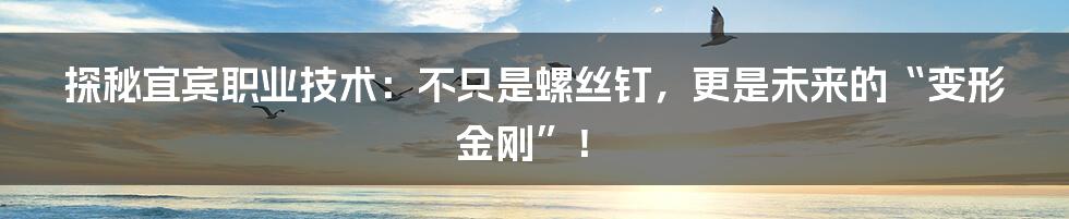 探秘宜宾职业技术：不只是螺丝钉，更是未来的“变形金刚”！