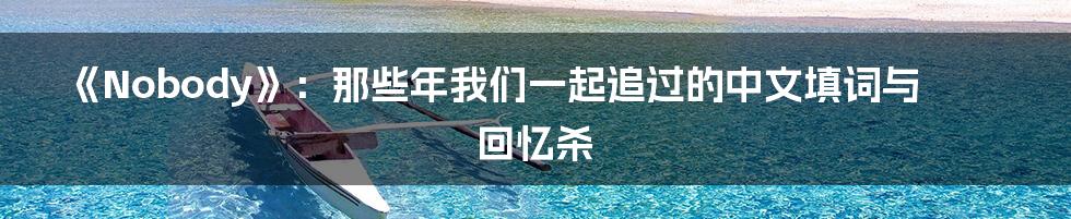 《Nobody》:那些年我们一起追过的中文填词与回忆杀