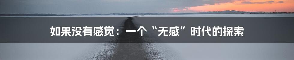如果没有感觉：一个“无感”时代的探索