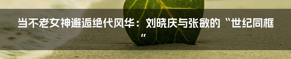 当不老女神邂逅绝代风华：刘晓庆与张敏的“世纪同框”