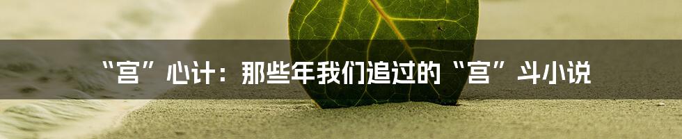 “宫”心计：那些年我们追过的“宫”斗小说
