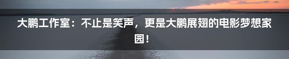 大鹏工作室:不止是笑声,更是大鹏展翅的电影梦想家园!