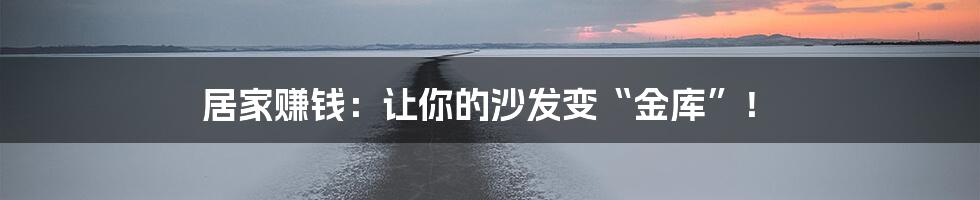 居家赚钱：让你的沙发变“金库”！