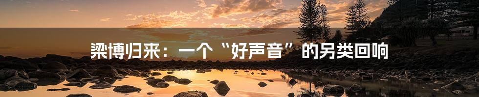 梁博归来:一个“好声音”的另类回响
