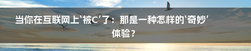 当你在互联网上‘被C’了：那是一种怎样的‘奇妙’体验？