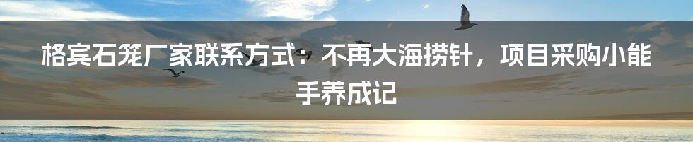 格宾石笼厂家联系方式:不再大海捞针,项目采购小能手养成记