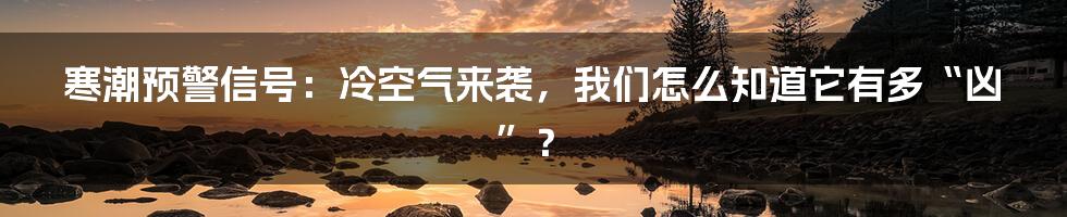 寒潮预警信号：冷空气来袭，我们怎么知道它有多“凶”？
