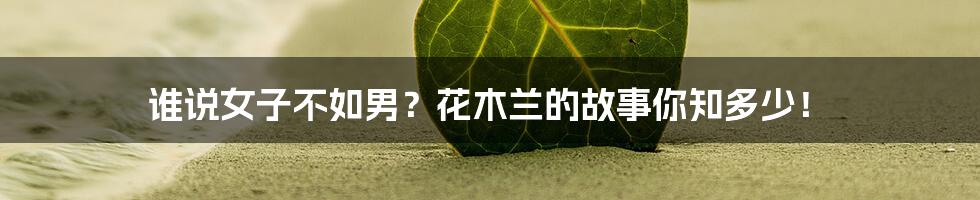 谁说女子不如男？花木兰的故事你知多少！