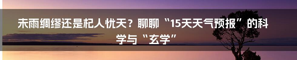 未雨绸缪还是杞人忧天？聊聊“15天天气预报”的科学与“玄学”