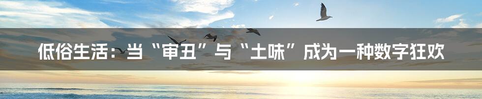 低俗生活：当“审丑”与“土味”成为一种数字狂欢