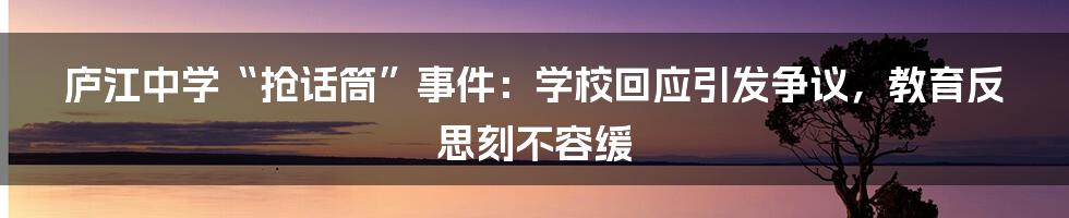 庐江中学“抢话筒”事件：学校回应引发争议，教育反思刻不容缓