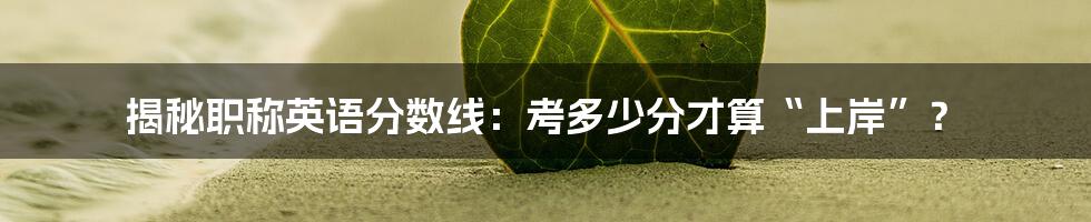 揭秘职称英语分数线：考多少分才算“上岸”？