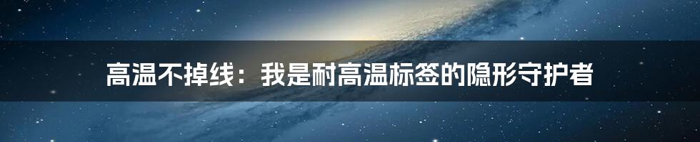 高温不掉线:我是耐高温标签的隐形守护者