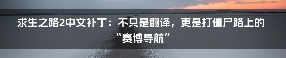 求生之路2中文补丁:不只是翻译,更是打僵尸路上的“赛博导航”