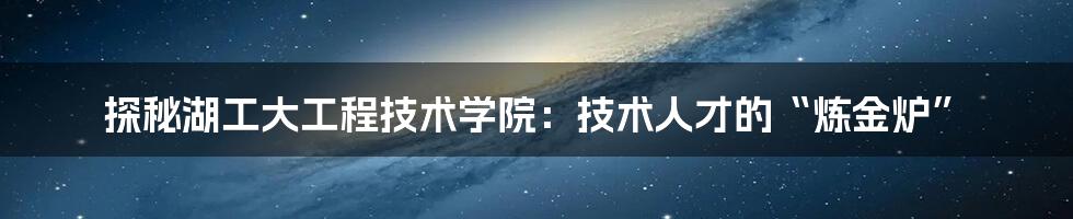 探秘湖工大工程技术学院：技术人才的“炼金炉”