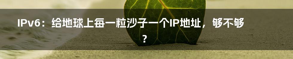 IPv6：给地球上每一粒沙子一个IP地址，够不够？