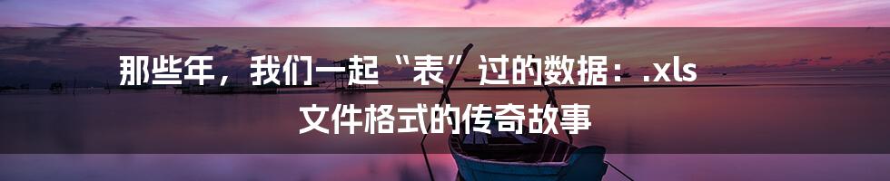 那些年，我们一起“表”过的数据：.xls 文件格式的传奇故事