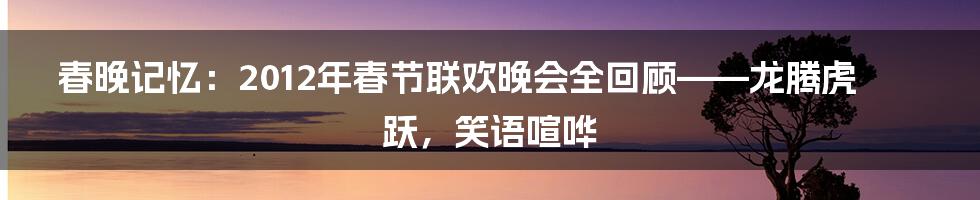 春晚记忆：2012年春节联欢晚会全回顾——龙腾虎跃，笑语喧哗