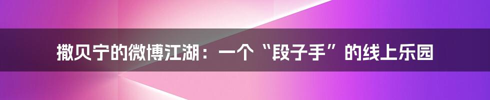 撒贝宁的微博江湖：一个“段子手”的线上乐园