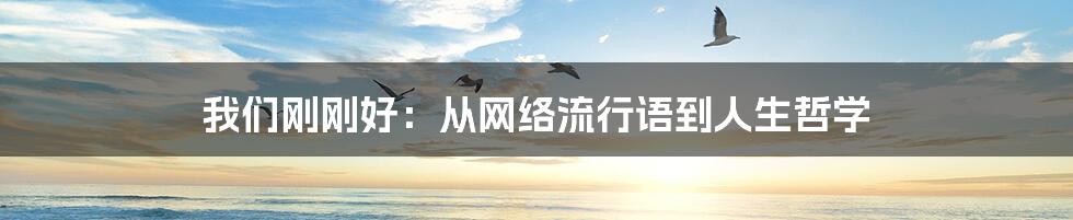 我们刚刚好：从网络流行语到人生哲学