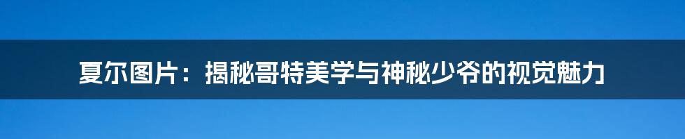 夏尔图片:揭秘哥特美学与神秘少爷的视觉魅力