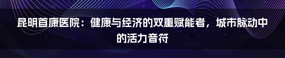 昆明首康医院:健康与经济的双重赋能者,城市脉动中的活力音符