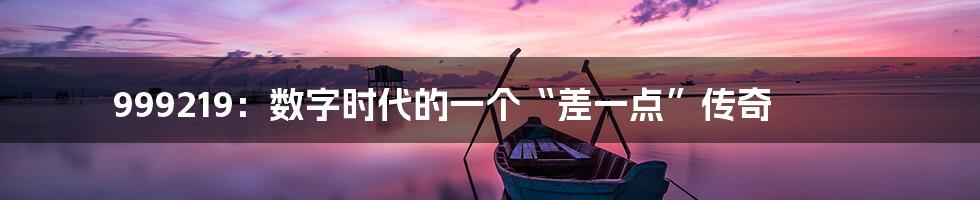 999219:数字时代的一个“差一点”传奇