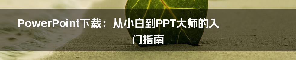 PowerPoint下载:从小白到PPT大师的入门指南