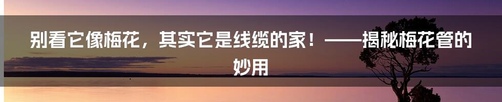 别看它像梅花，其实它是线缆的家！——揭秘梅花管的妙用