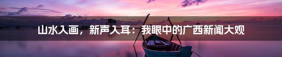 山水入画，新声入耳：我眼中的广西新闻大观