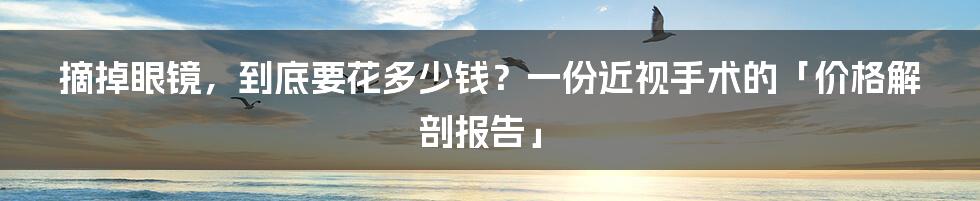 摘掉眼镜，到底要花多少钱？一份近视手术的「价格解剖报告」